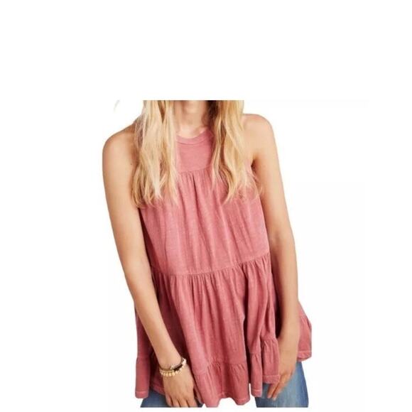 Anthropologie Georgia Tiered Babydoll Tunic Top Mauve Pink Sleeveless Size Small - Picture 1 of 7
